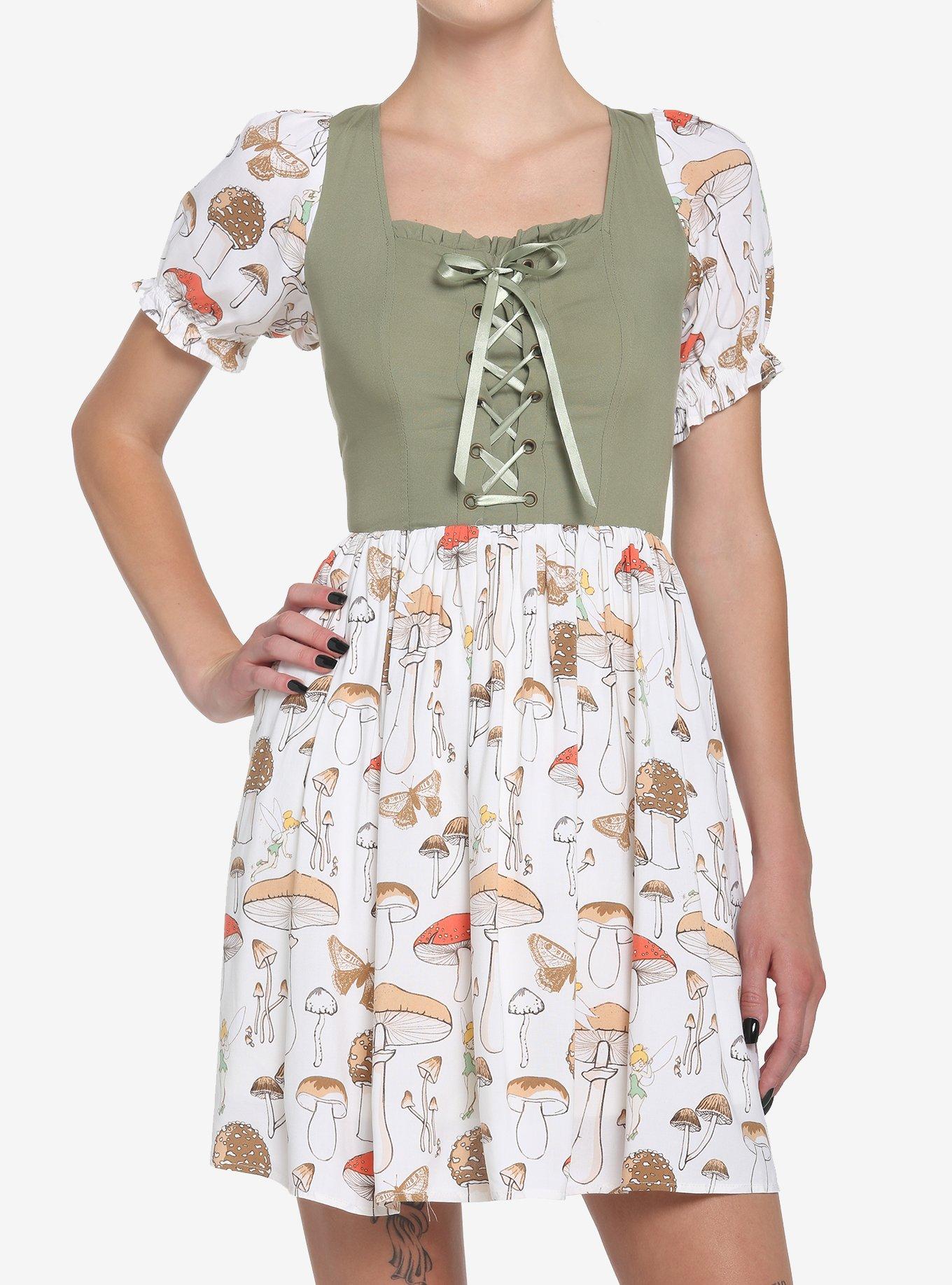 Her Universe Disney Tinker Bell Mushroom Lace-Up Dress, MULTI, hi-res