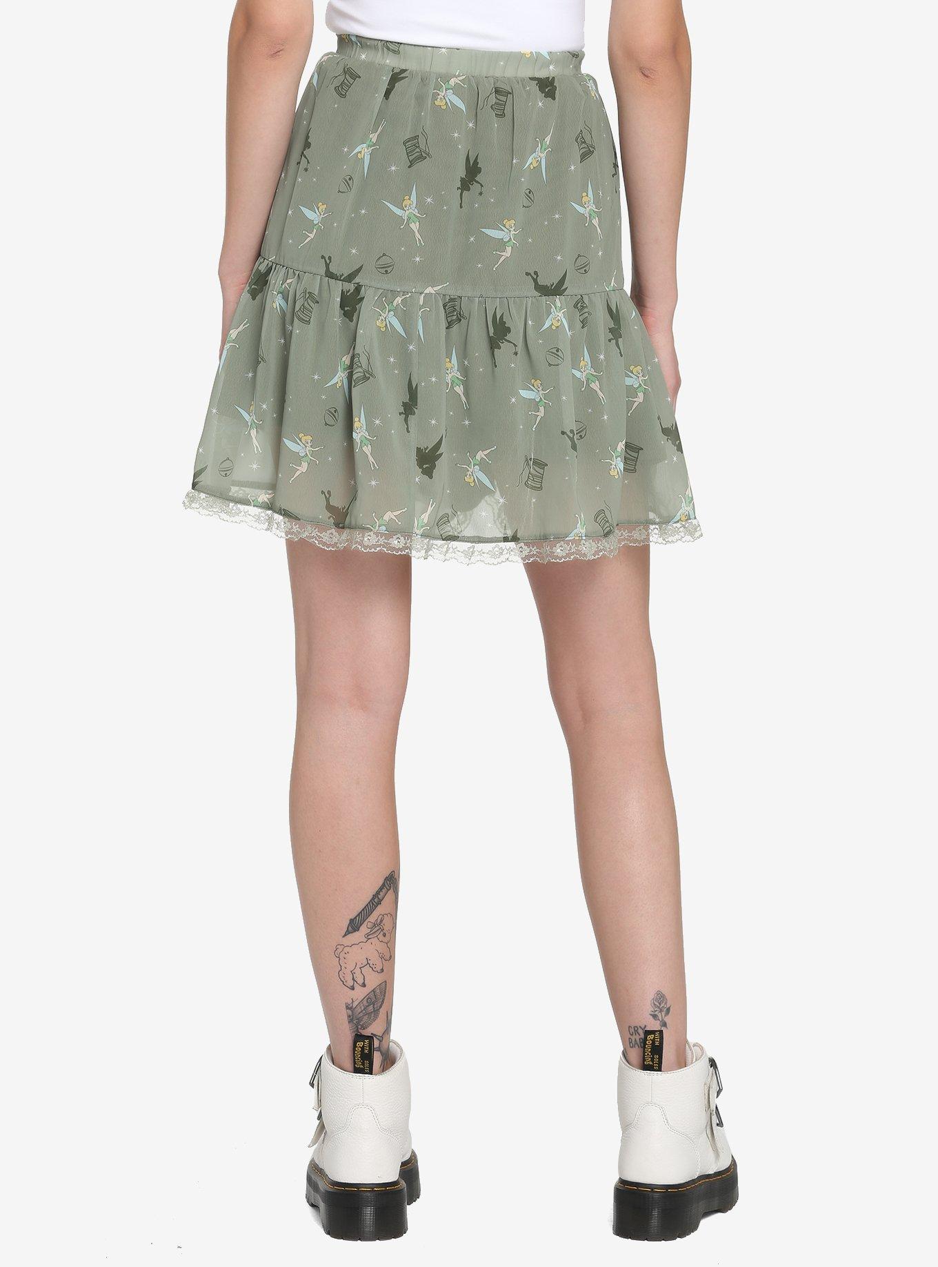 Her Universe Disney Tinker Bell Silhouette Poses Flounce Skirt, MULTI, hi-res