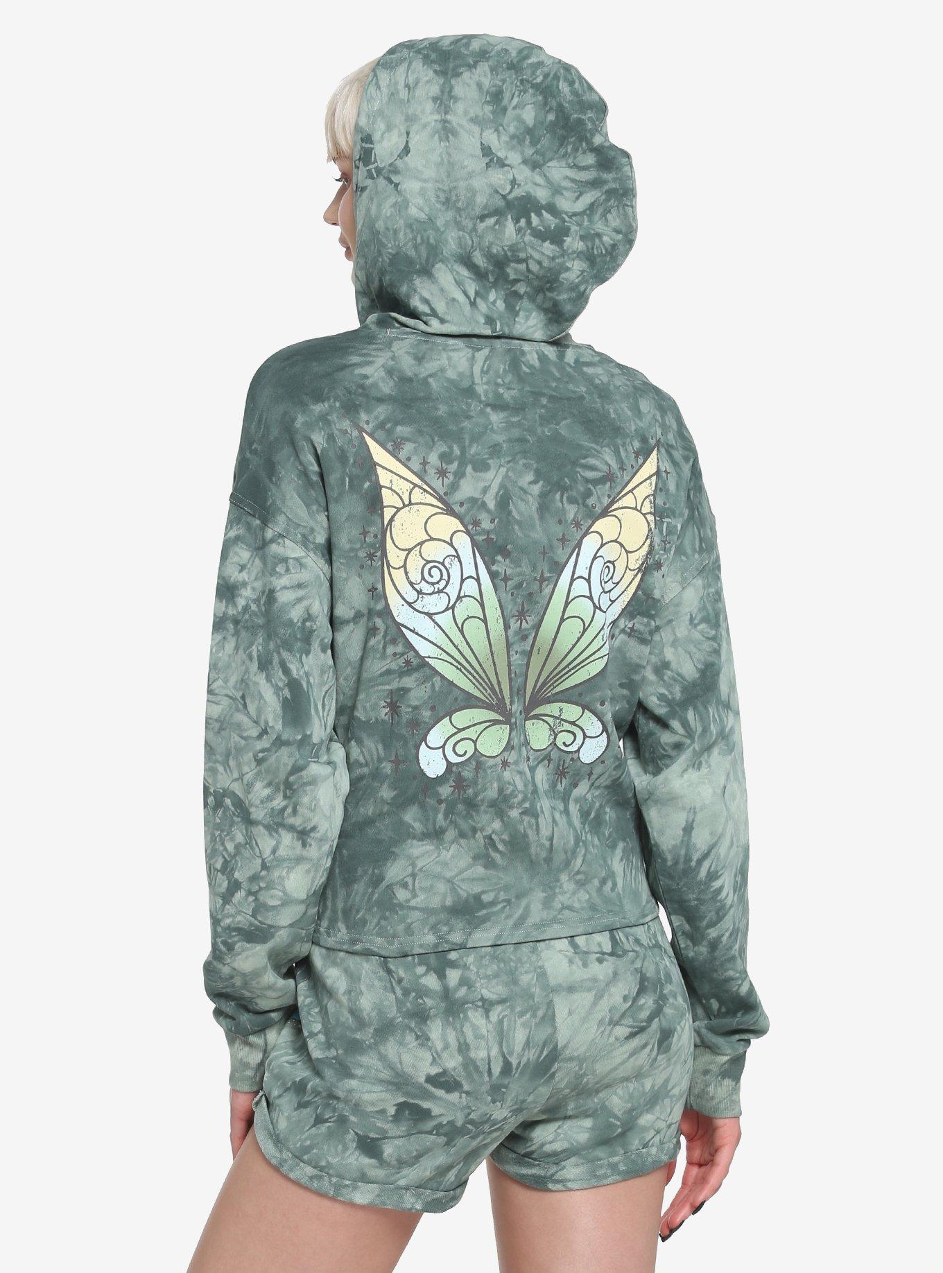 Her Universe Disney Tinker Bell Wings Tie-Dye Girls Crop Hoodie, SAGE, hi-res