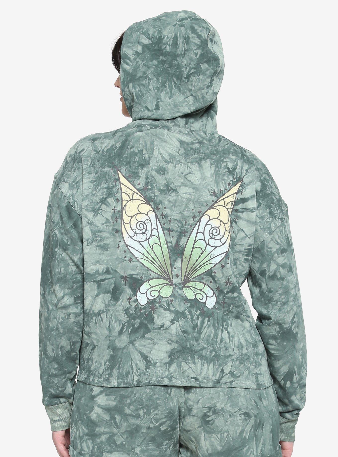 Her Universe Disney Tinker Bell Wings Tie-Dye Girls Crop Hoodie Plus Size, SAGE, hi-res