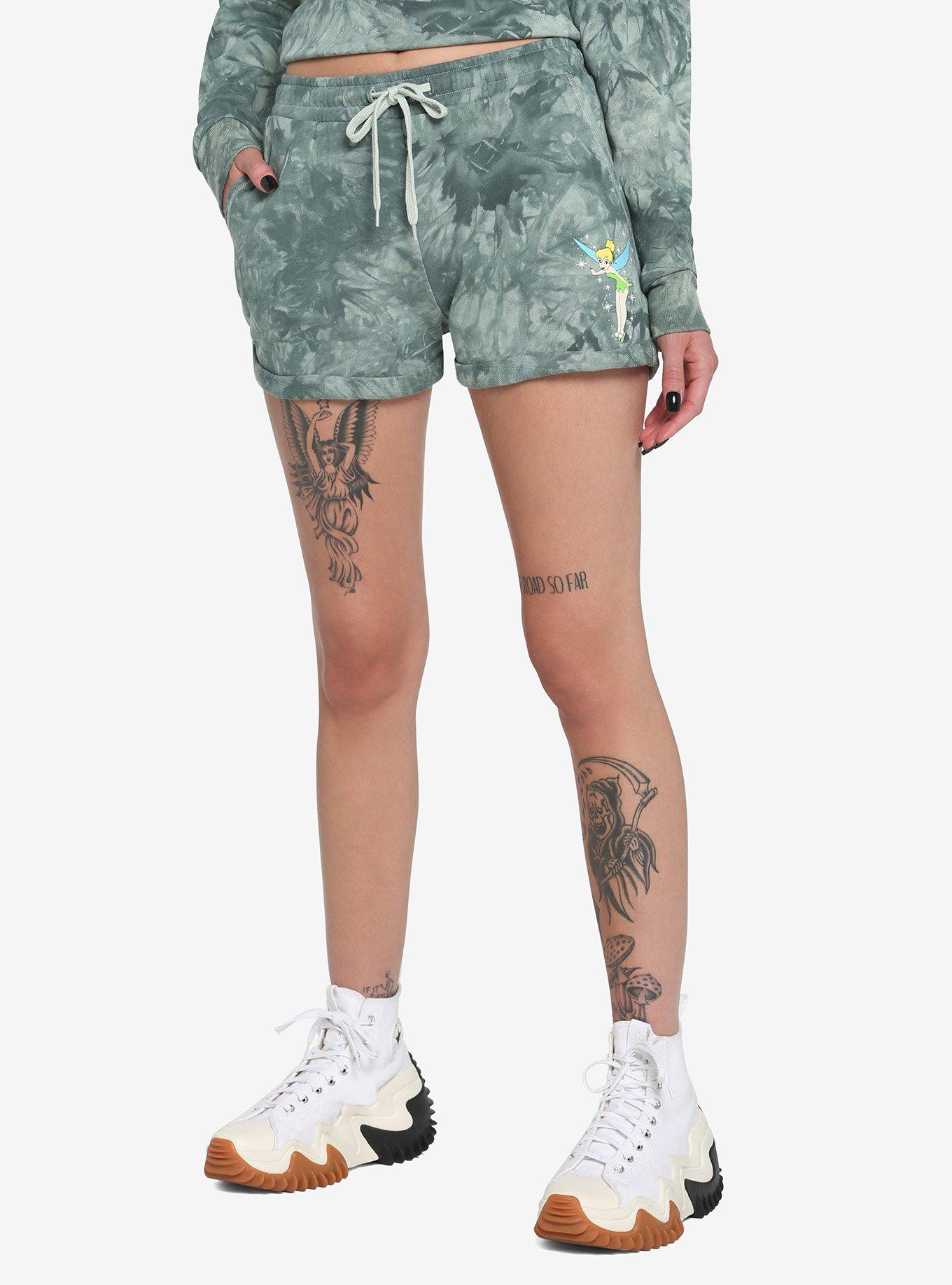 Her Universe Disney Tinker Bell Green Tie-Dye Soft Shorts, SAGE, hi-res