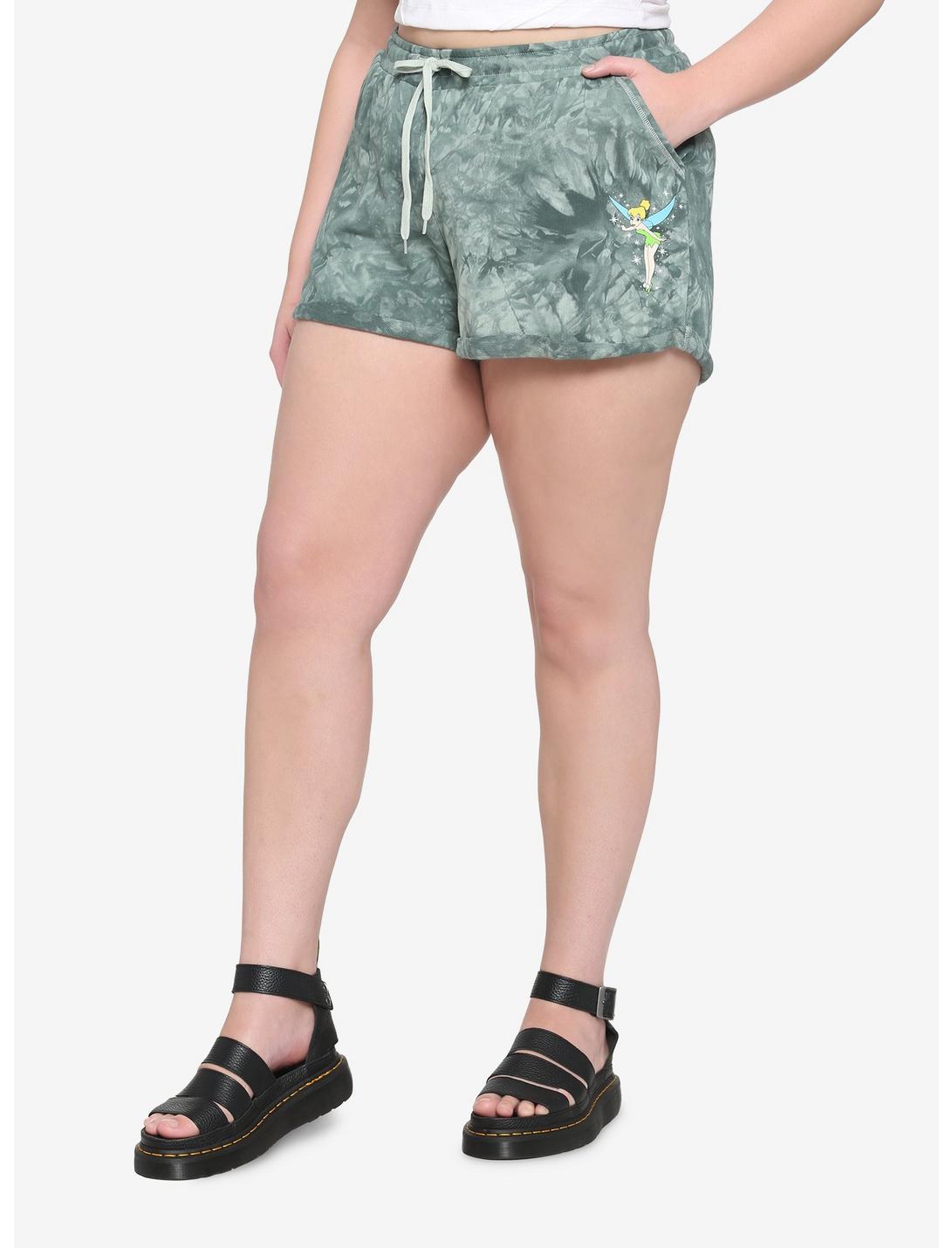 Her Universe Disney Tinker Bell Green Tie-Dye Soft Shorts Plus Size, SAGE, hi-res
