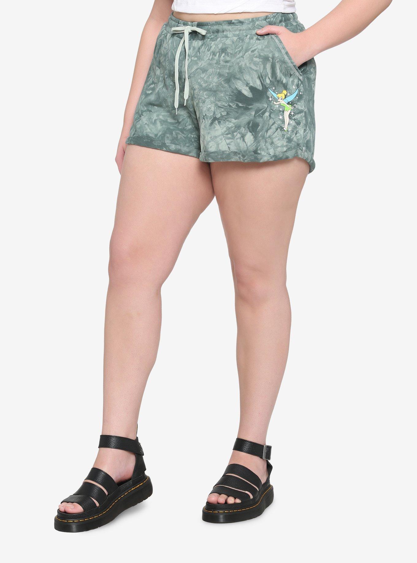 Her Universe Disney Tinker Bell Green Tie-Dye Soft Shorts Plus Size, SAGE, hi-res