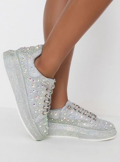 Azalea Wang Diamonds Dancing Silver Sneaker | Hot Topic