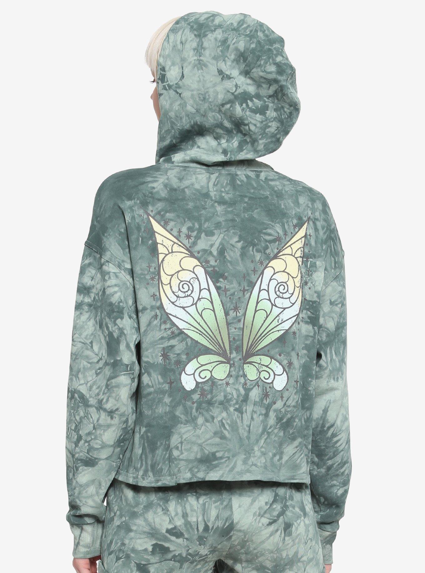 Her Universe Disney Tinker Bell Wings Tie-Dye Crop Hoodie, MULTI, hi-res