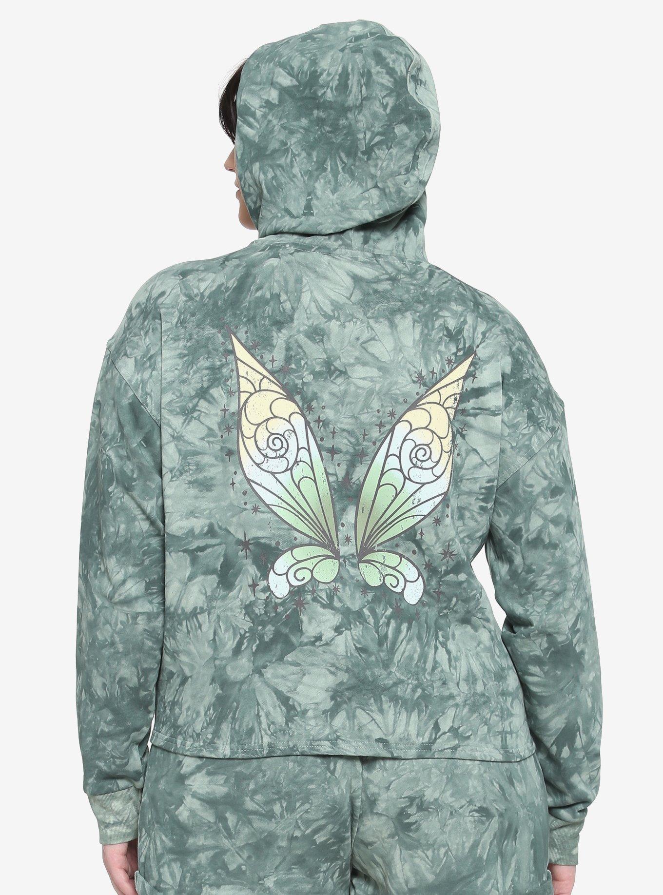 Her Universe Disney Tinker Bell Wings Tie-Dye Crop Hoodie Plus Size, MULTI, hi-res