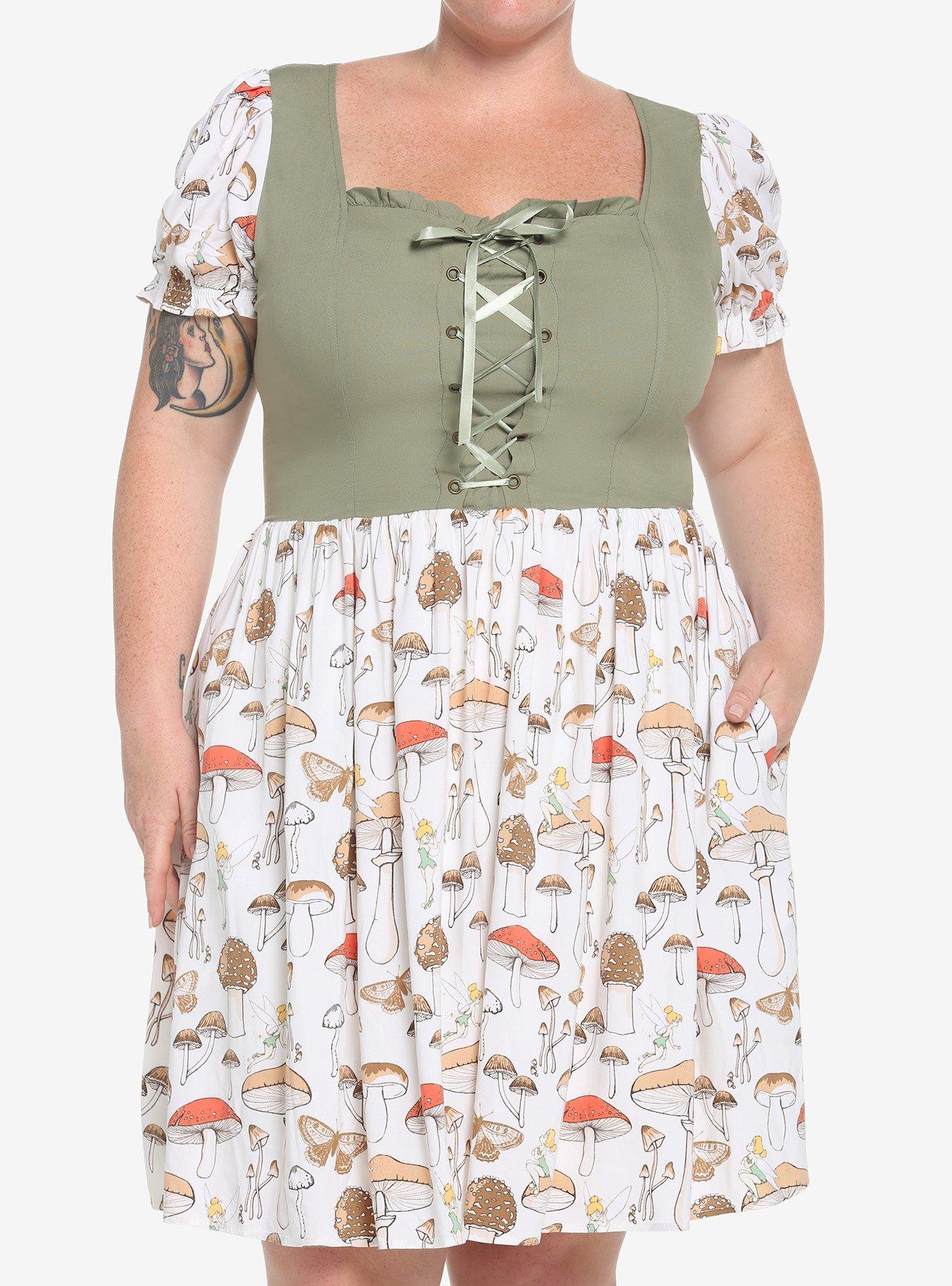 Her Universe Disney Tinker Bell Mushroom Lace-Up Dress Plus Size | Her  Universe