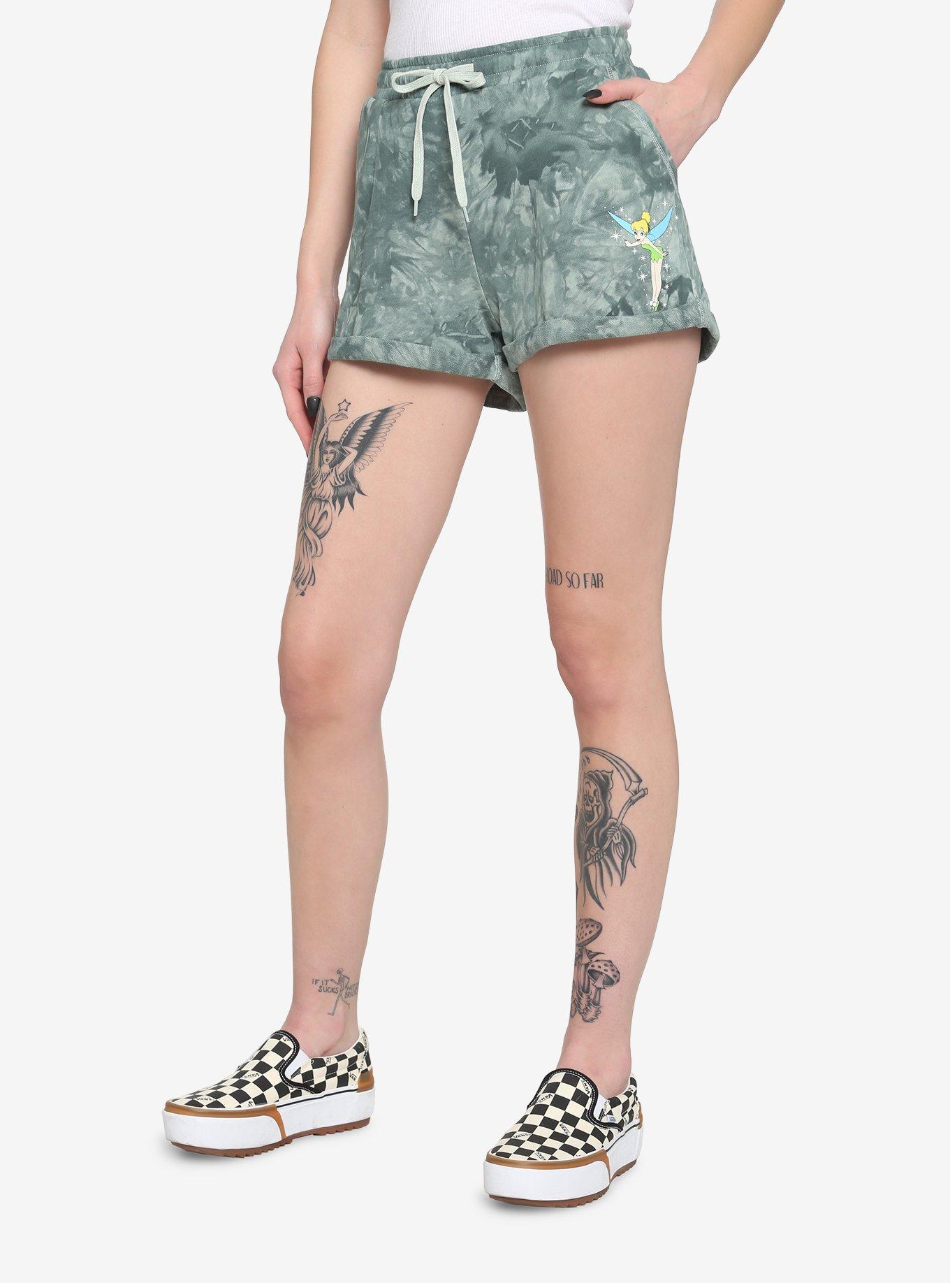 Her Universe Disney Tinker Bell Green Tie-Dye Soft Shorts