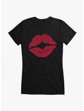 Square Enix Red Lips Girls T-Shirt, BLACK, hi-res