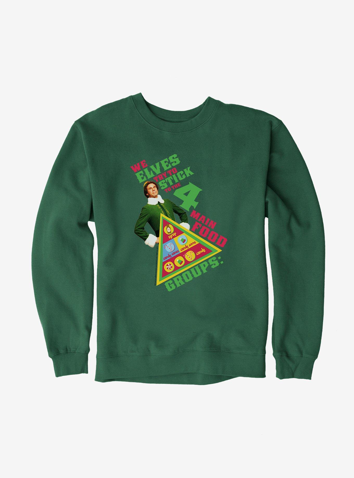 Elf Buddy 4 Main Food Groups Sweatshirt, FOREST, hi-res