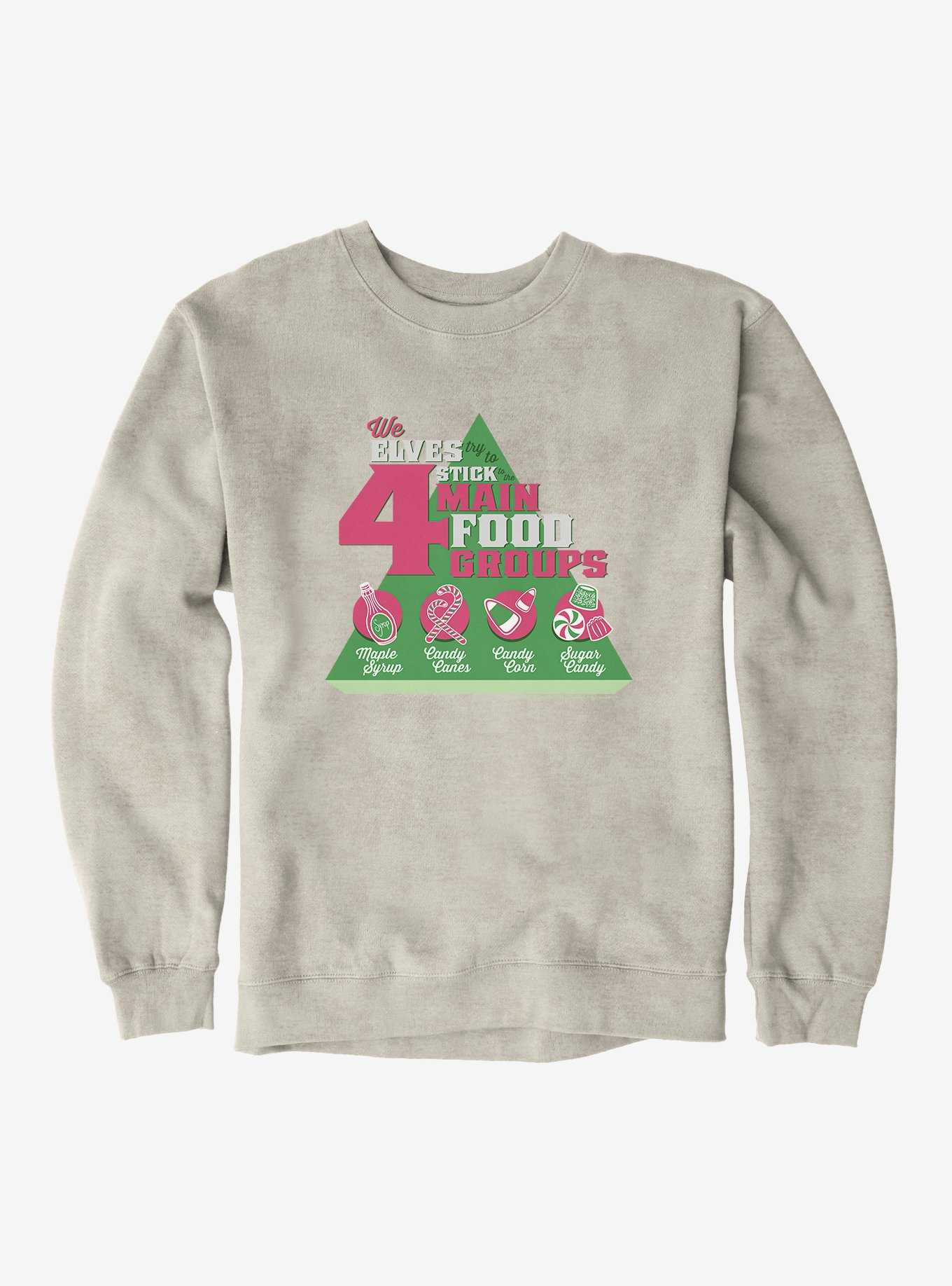 Elf 4 Main Food Groups Sweatshirt, OATMEAL HEATHER, hi-res