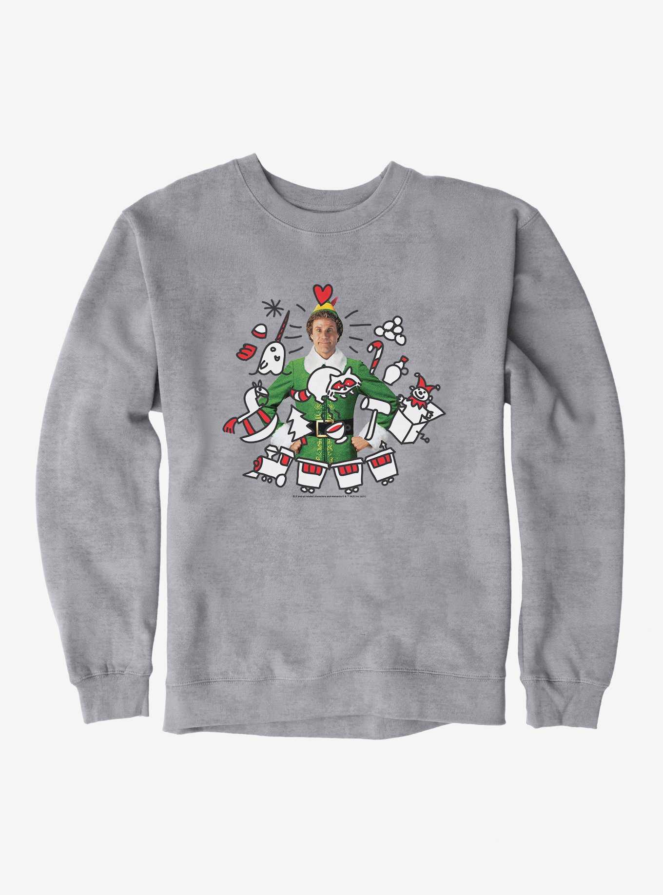 Elf Buddy With Holiday Icons Sweatshirt, , hi-res