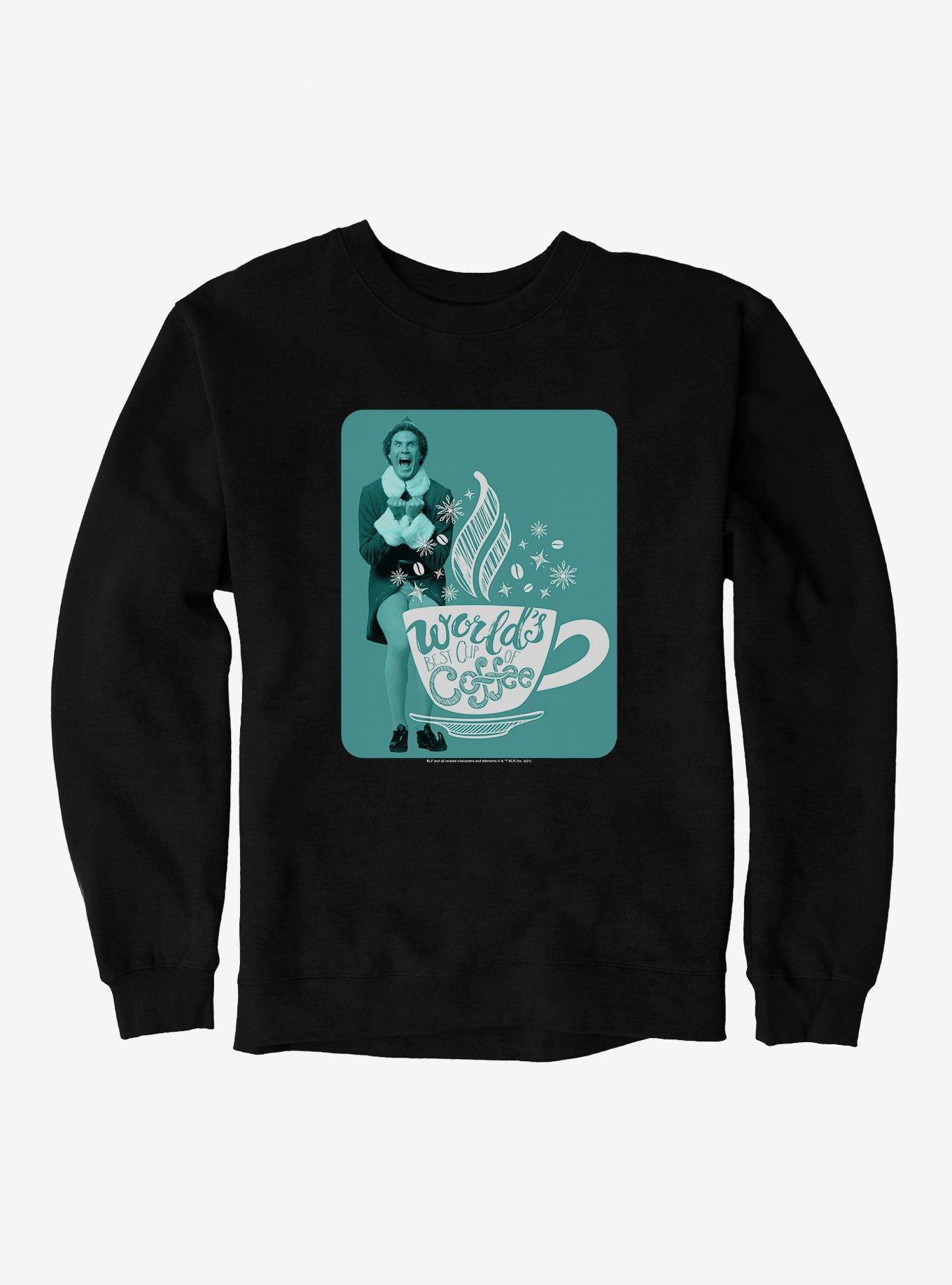 Elf Buddy World's Best Cup Of Coffee Sweatshirt, BLACK, hi-res