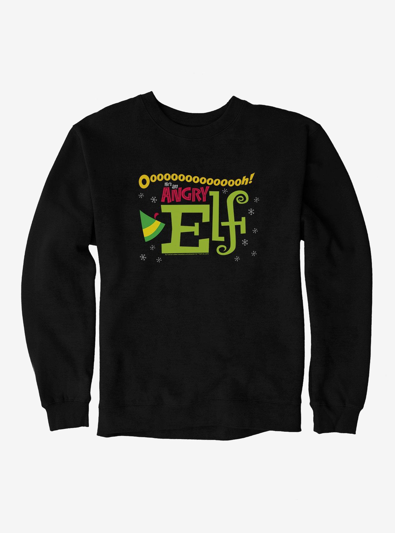 Elf He's An Angry Elf Graphic Sweatshirt, BLACK, hi-res