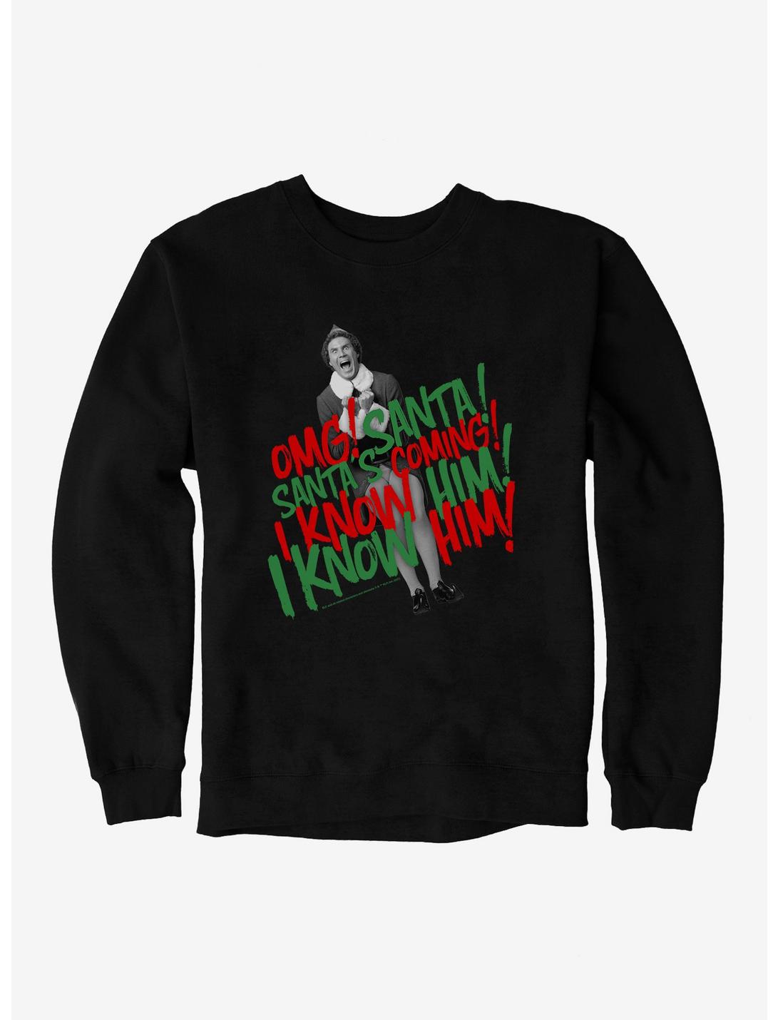 Elf Omg Santa's Coming Sweatshirt, BLACK, hi-res
