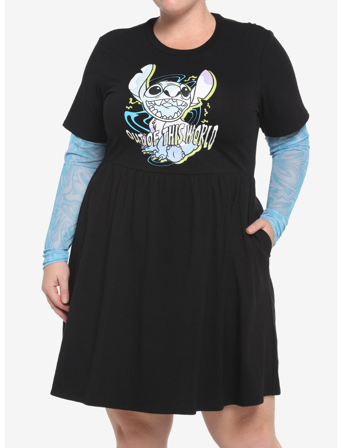 Her Universe Disney Lilo & Stitch Trippy Mesh Twofer Dress Plus Size, MULTI, hi-res