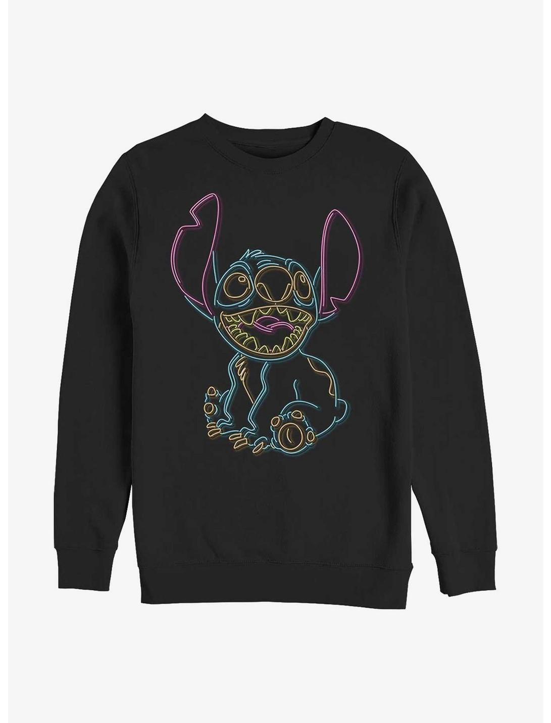 Disney Lilo & Stitch Neon Stitch Sweatshirt, BLACK, hi-res