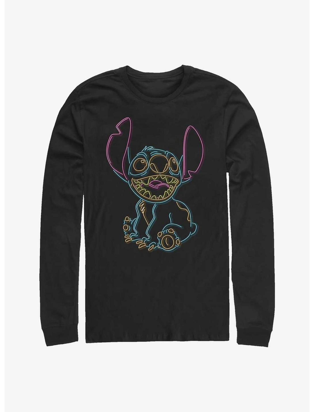 Disney Lilo & Stitch Neon Stitch Long-Sleeve T-Shirt, BLACK, hi-res