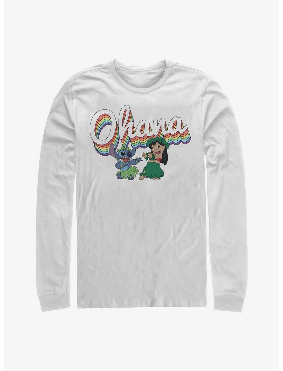Disney Lilo & Stitch Rainbow Ohana Long-Sleeve T-Shirt, WHITE, hi-res