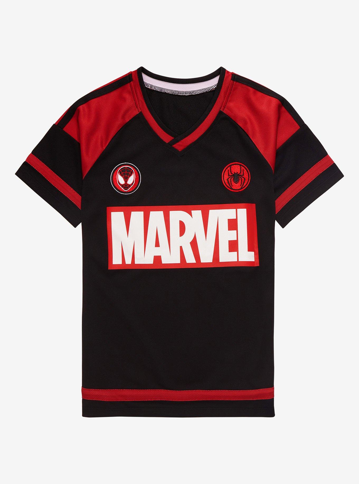 Marvel SpiderMan Miles Morales Youth Soccer Jersey BoxLunch