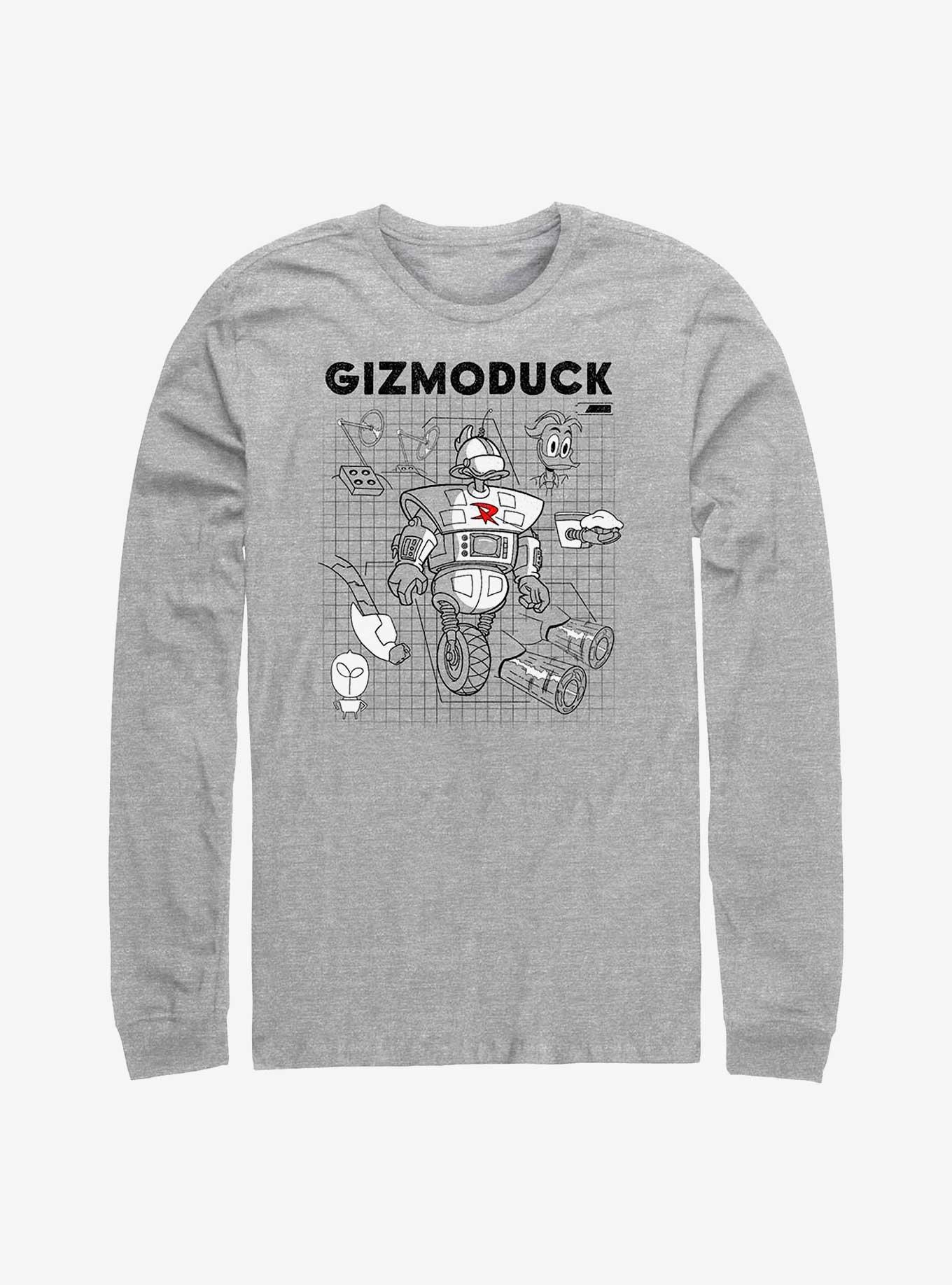 Disney Ducktales Gizomoduck Schematic Long Sleeve T-Shirt, ATH HTR, hi-res