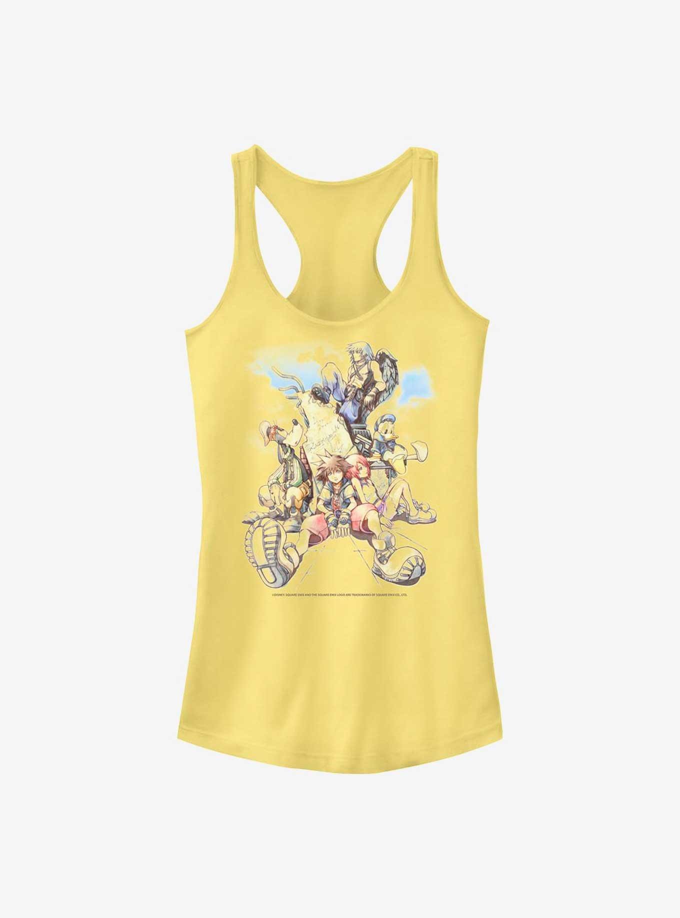 Disney Kingdom Hearts Group In The Clouds Girls Tank, BANANA, hi-res