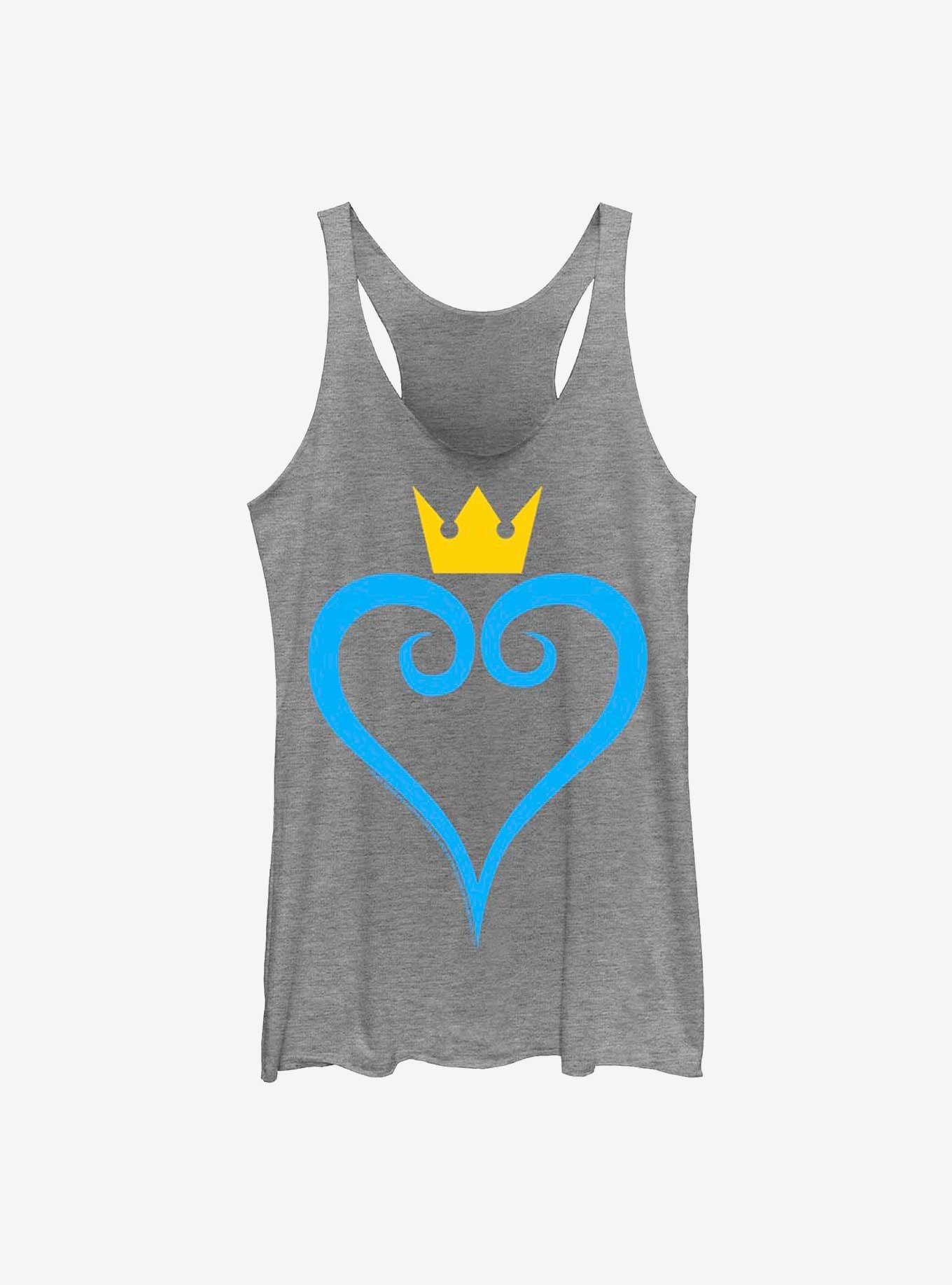 Disney Kingdom Hearts Heart And Crown Girls Tank, GRAY HTR, hi-res