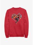 Disney Kingdom Hearts Sora Goofy Donald Crew Sweatshirt, RED, hi-res
