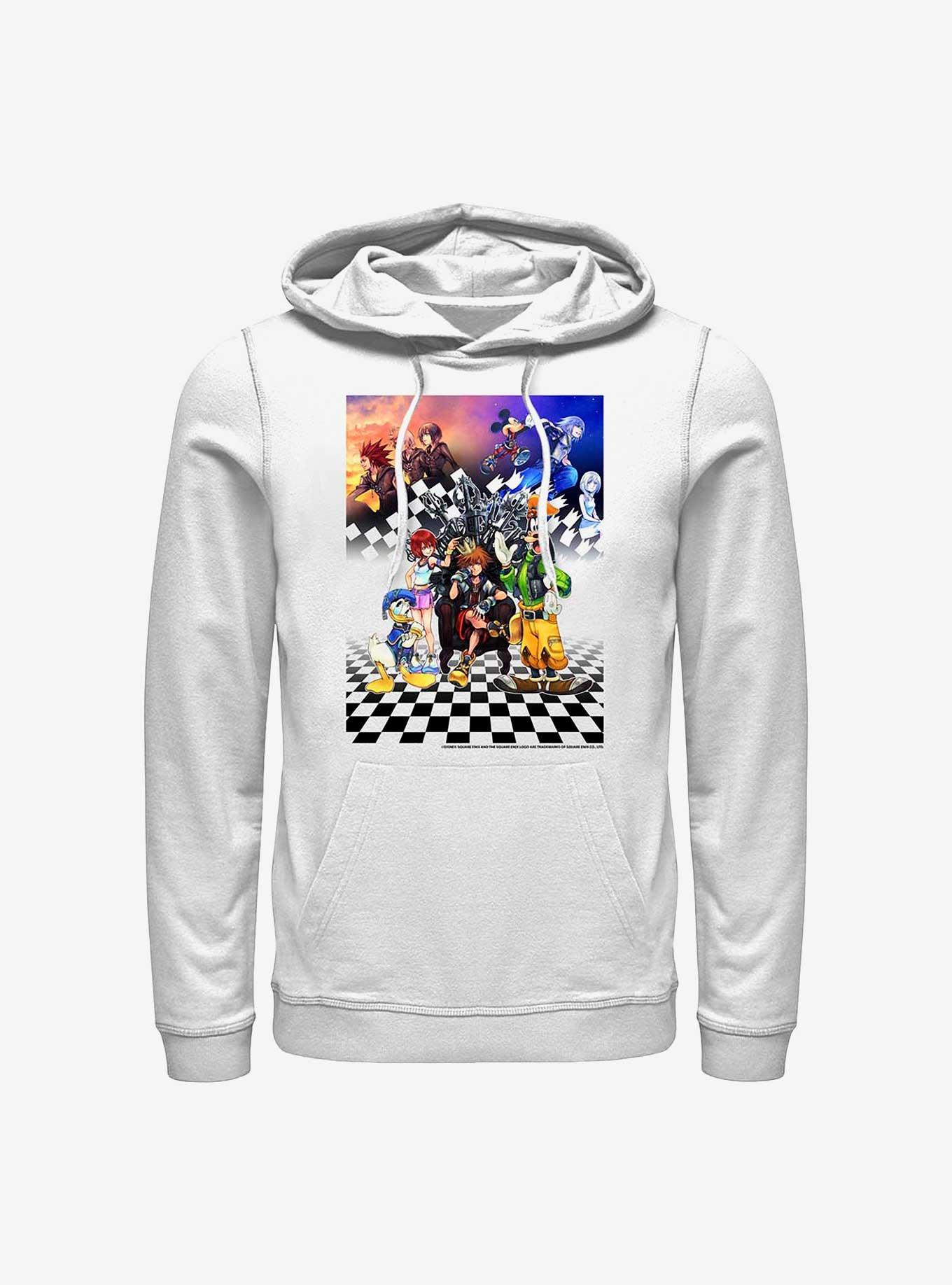 Disney Kingdom Hearts Group Checkers Hoodie, WHITE, hi-res