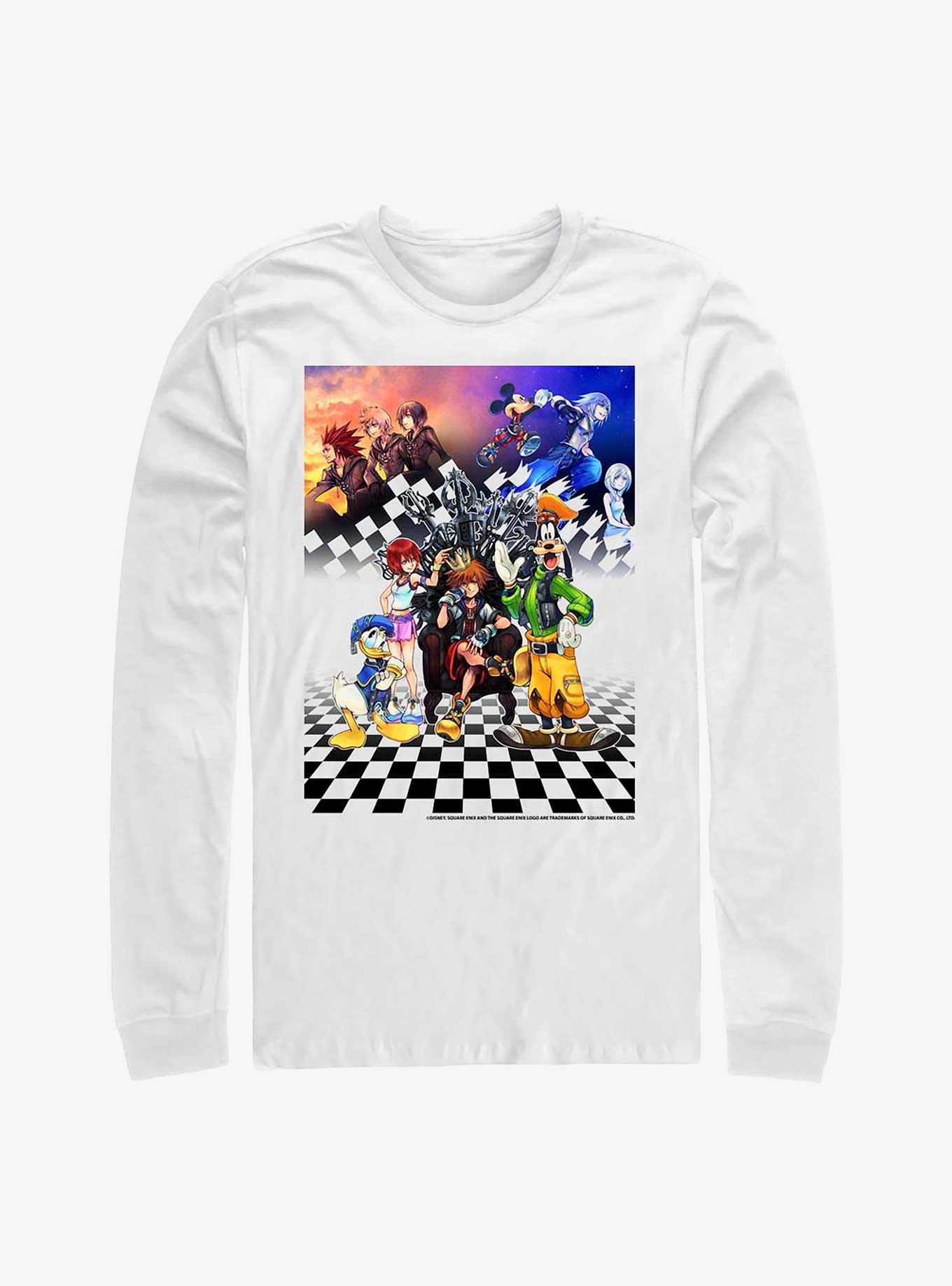 Disney Kingdom Hearts Group Checkers Long-Sleeve T-Shirt, WHITE, hi-res