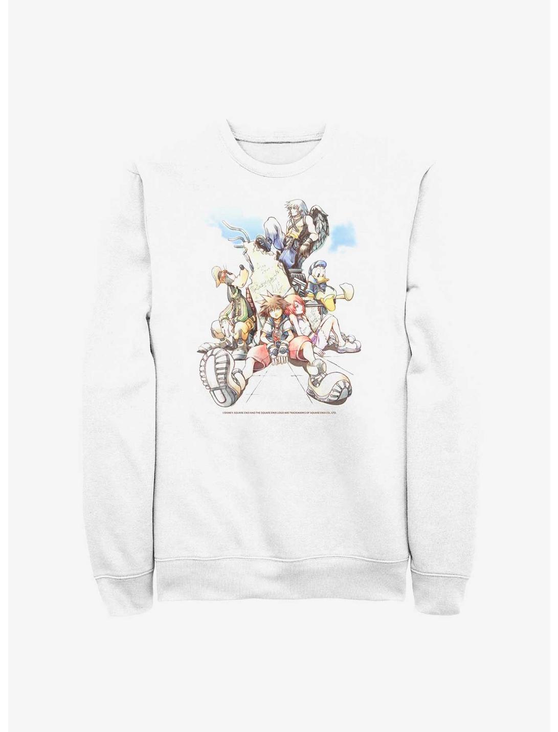 Disney Kingdom Hearts Group In The Clouds Crew Sweatshirt, WHITE, hi-res