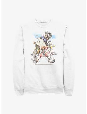 Disney Kingdom Hearts Group In The Clouds Crew Sweatshirt, WHITE, hi-res