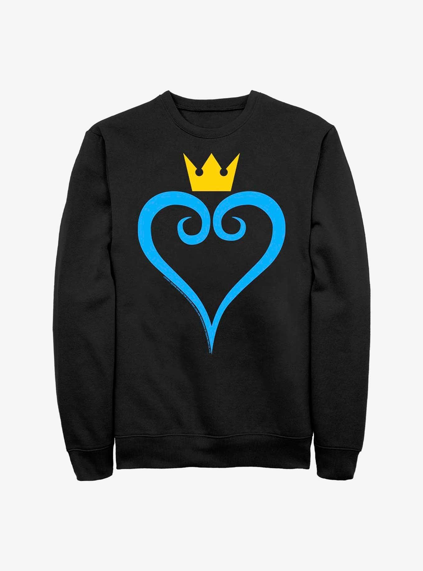 Disney Kingdom Hearts Heart And Crown Crew Sweatshirt, BLACK, hi-res