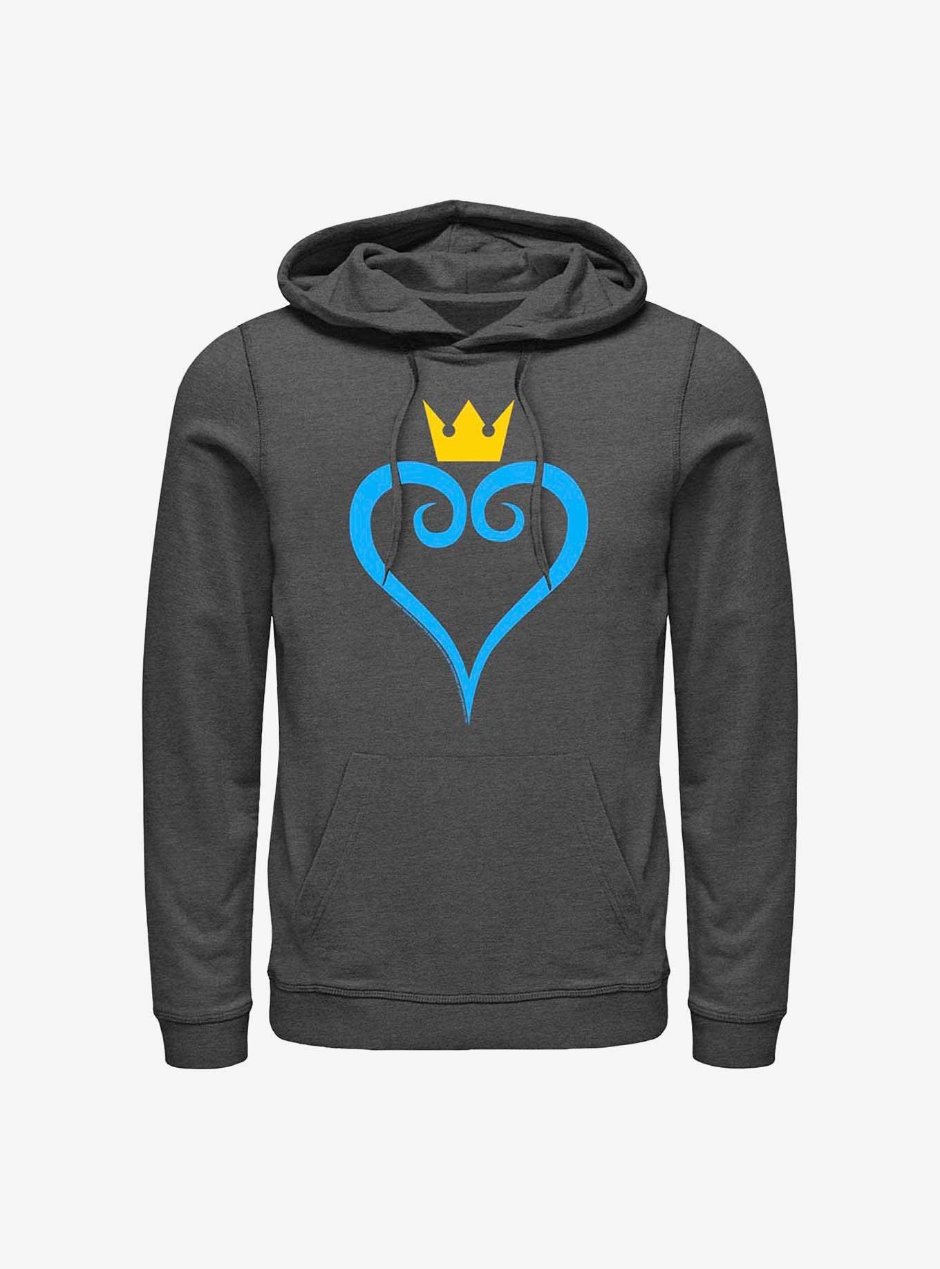 Disney Kingdom Hearts Heart And Crown Hoodie, CHAR HTR, hi-res