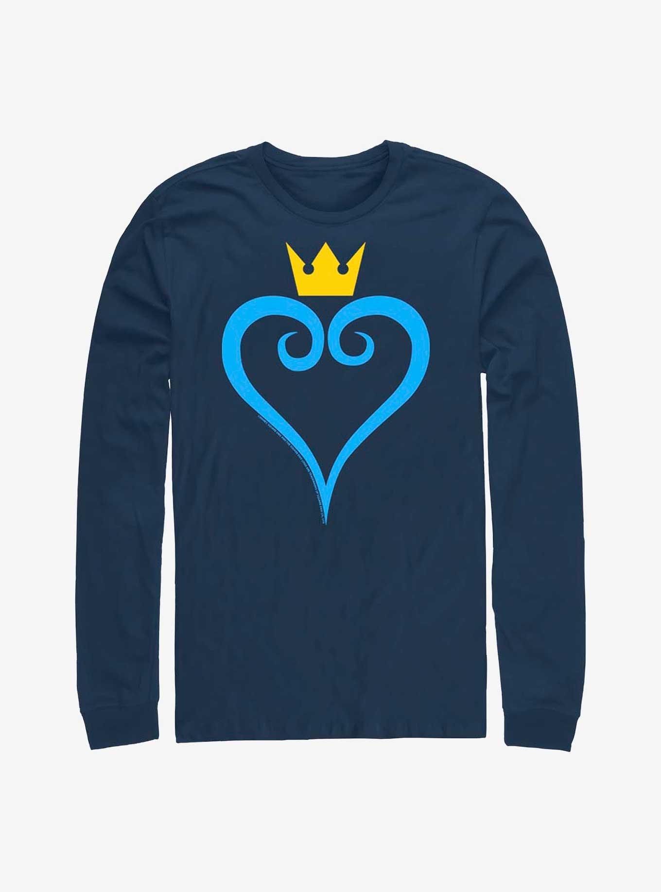 Disney Kingdom Hearts Heart And Crown Long-Sleeve T-Shirt, NAVY, hi-res