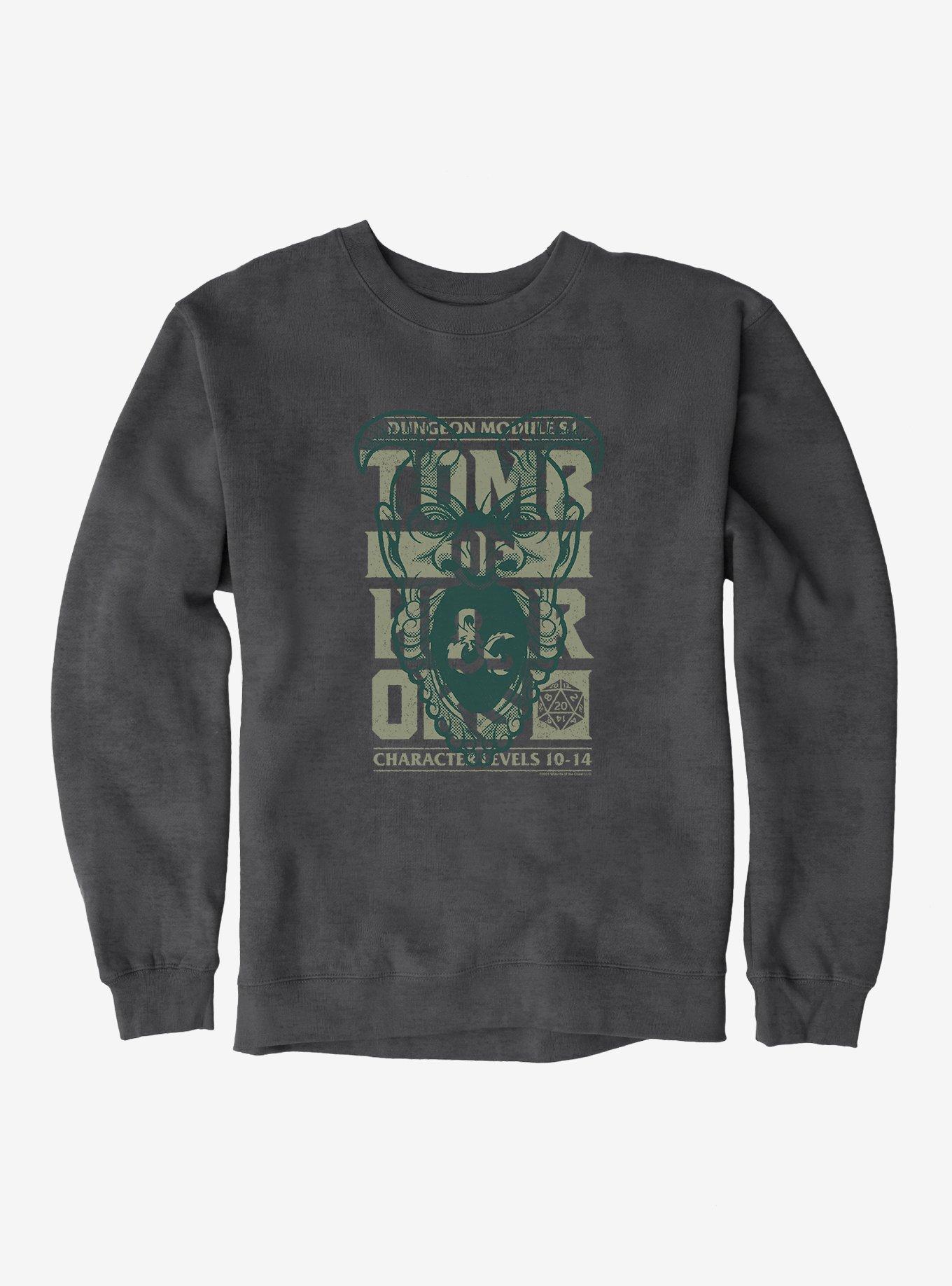 Dungeons & Dragons Tomb Hour Retro Competition Cards Sweatshirt, CHARCOAL HEATHER, hi-res