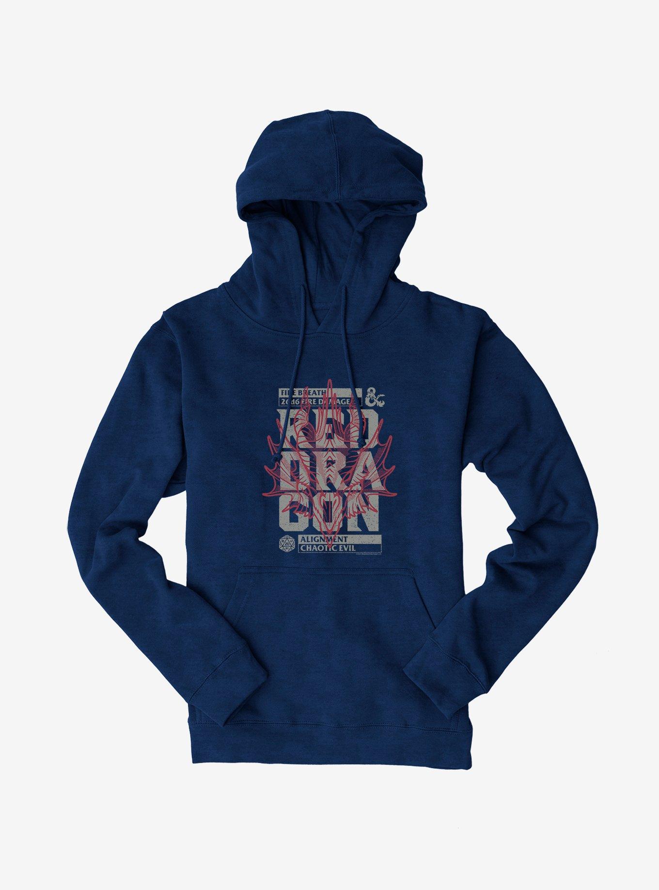 Dungeons & Dragons Chaotic Evil Retro Competition Cards Hoodie, NAVY, hi-res