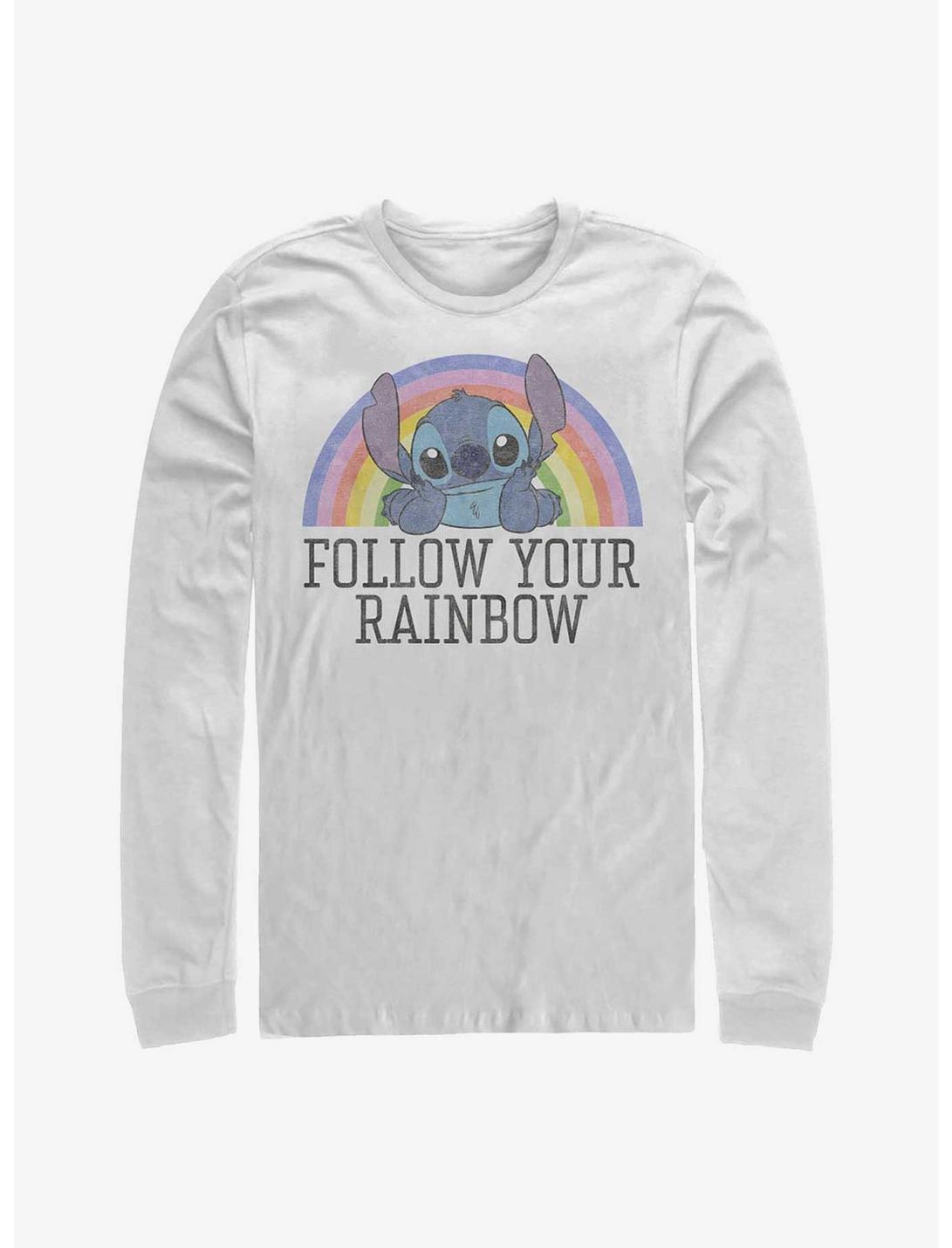 Disney Lilo & Stitch Rainbow Long-Sleeve T-Shirt, WHITE, hi-res