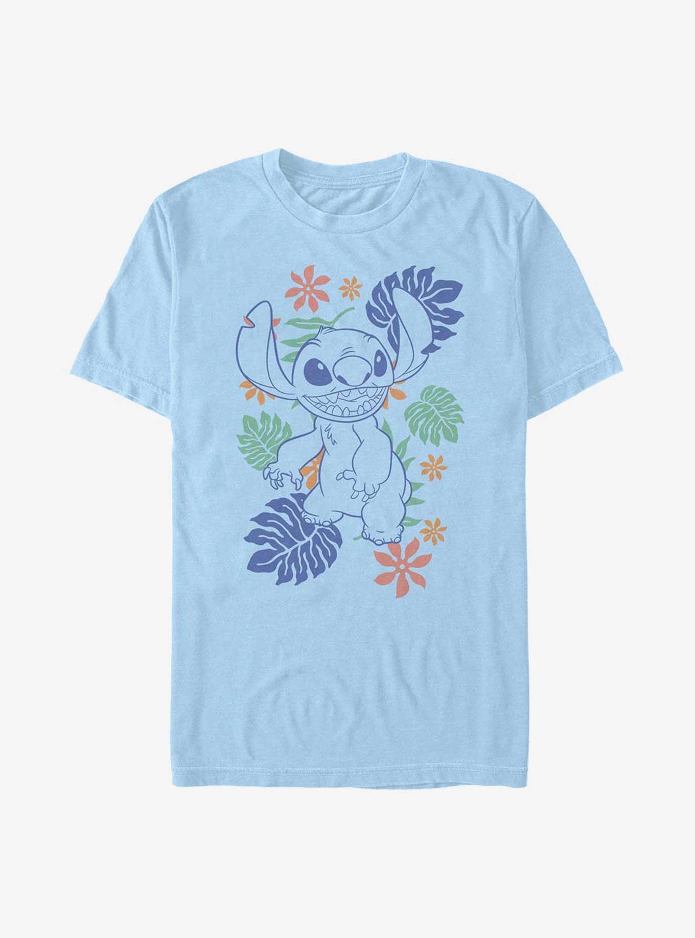 Disney Lilo & Stitch Retro Tropical Tonal Stitch T-Shirt, LT BLUE, hi-res