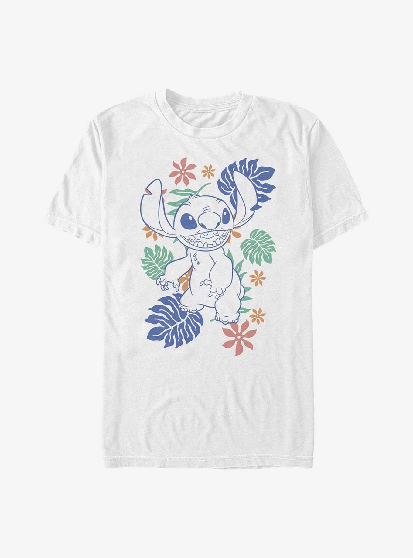 Disney Lilo & Stitch Retro Tropical Tonal Stitch T-Shirt, WHITE, hi-res