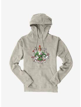 Elf Buddy With Holiday Icons Hoodie, OATMEAL HEATHER, hi-res