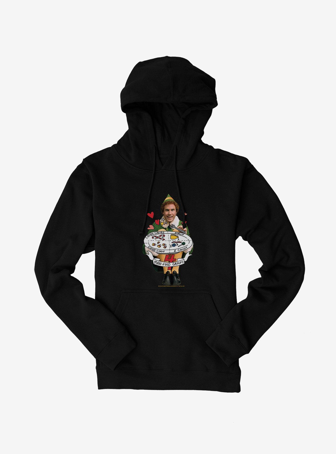 Elf Main Food Groups Hoodie, BLACK, hi-res