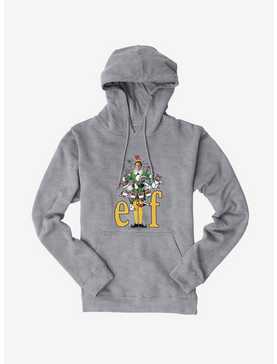 Elf Yellow Logo With Holiday Icons Hoodie, HEATHER GREY, hi-res
