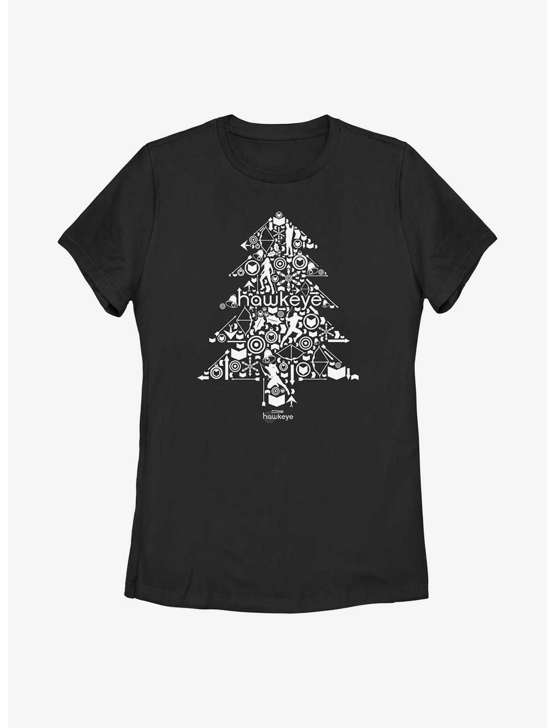 Marvel Hawkeye Christmas Tree Womens T-Shirt, BLACK, hi-res