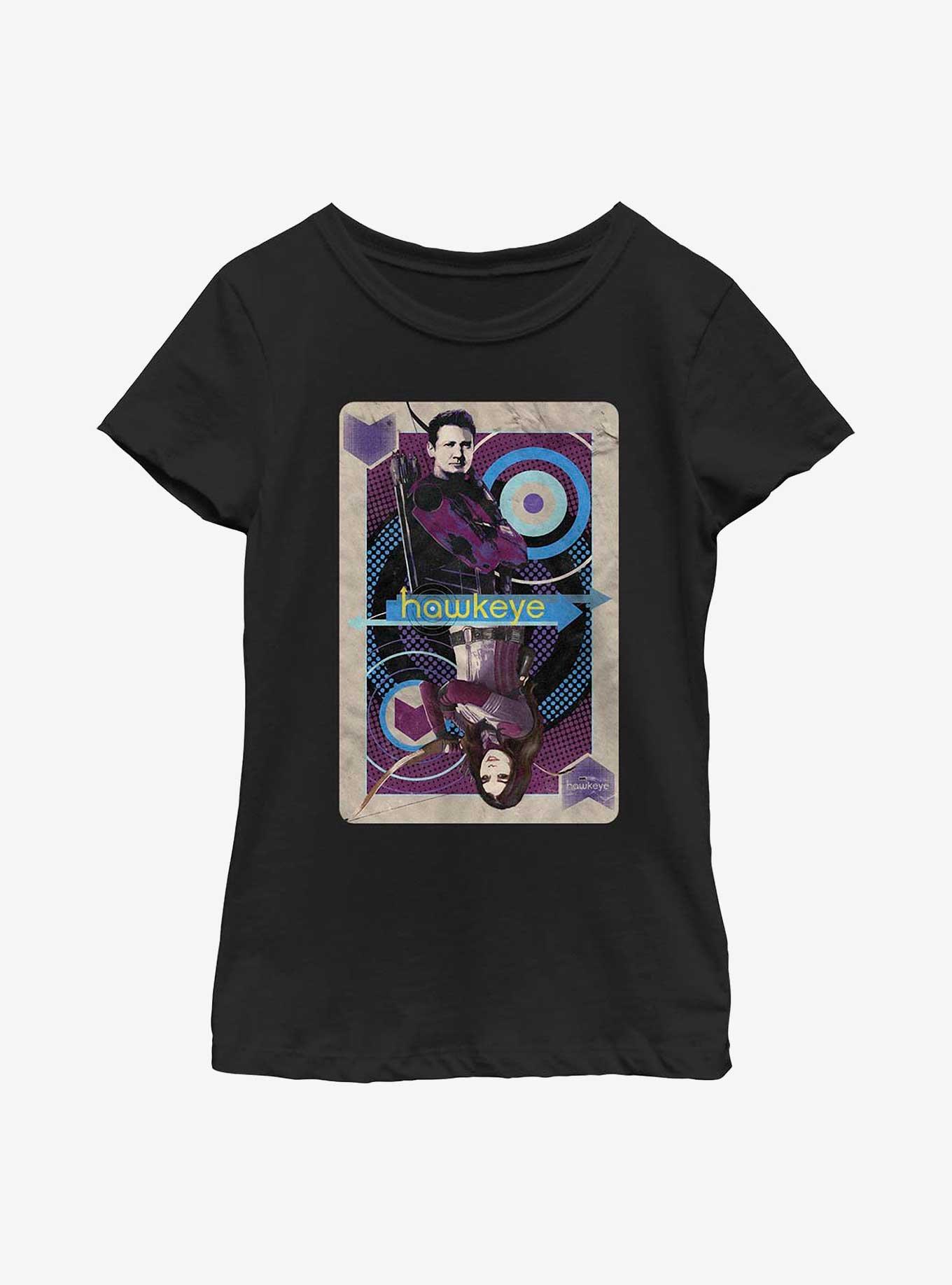Marvel Hawkeye Playing Card Youth Girls T-Shirt, BLACK, hi-res