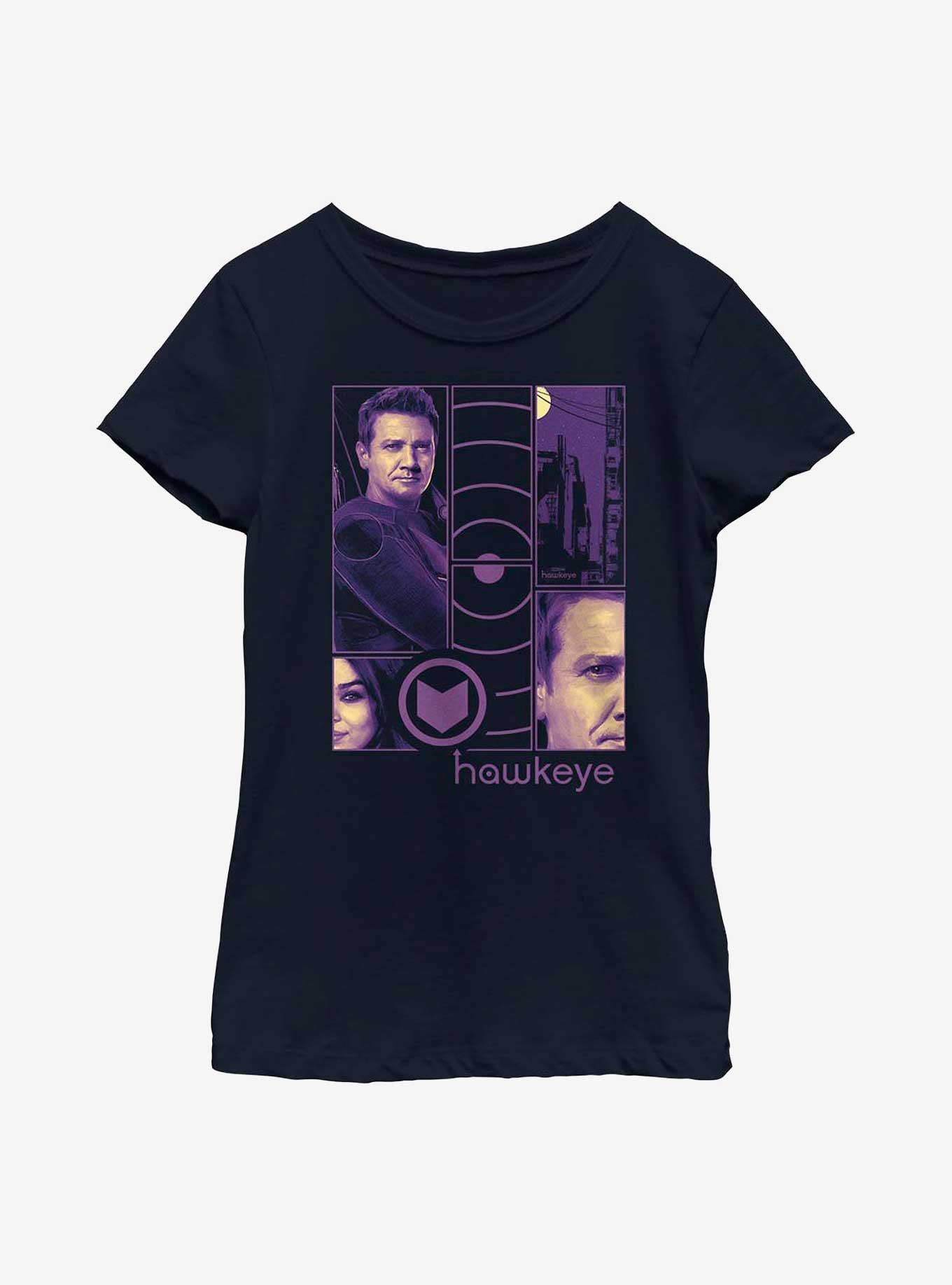 Marvel Hawkeye Collage Panels Youth Girls T-Shirt, NAVY, hi-res