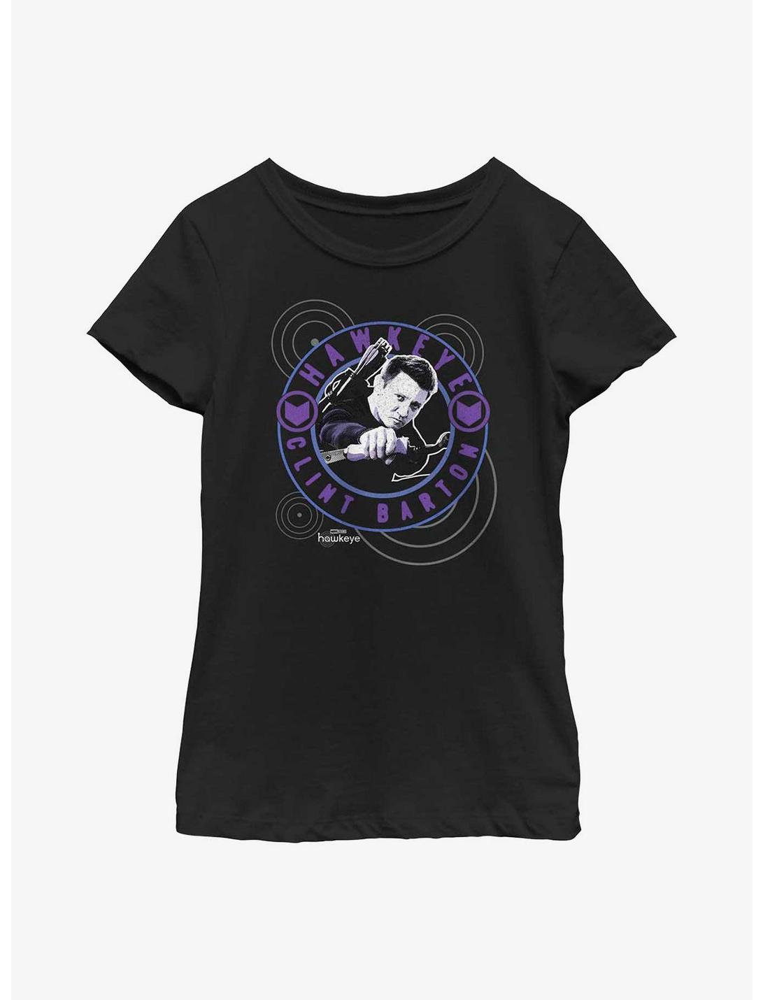 Marvel Hawkeye Clint Barton Stamp Youth Girls T-Shirt, BLACK, hi-res