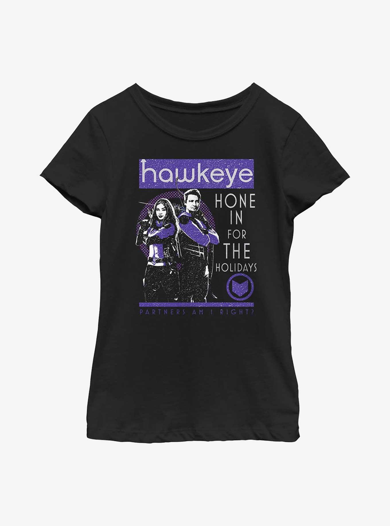 Marvel Hawkeye Hone In For The Holidays Poster Youth Girls T-Shirt, , hi-res