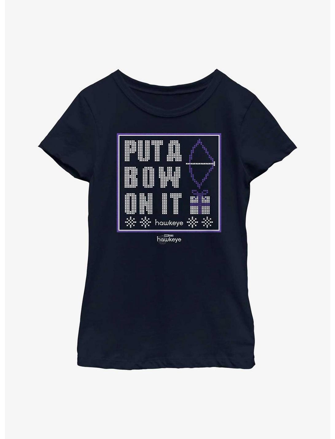 Marvel Hawkeye Put A Bow On It Youth Girls T-Shirt, NAVY, hi-res