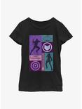 Marvel Hawkeye Simple Box Ups Youth Girls T-Shirt, BLACK, hi-res